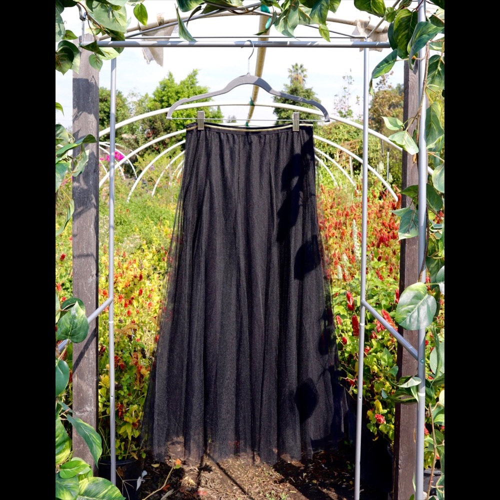 Black A-line Midi Skirt